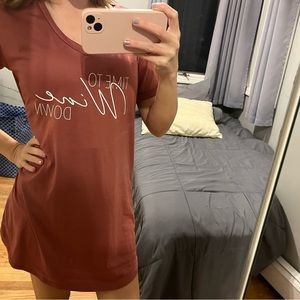 Cute wine big tee shirt for bed oversized